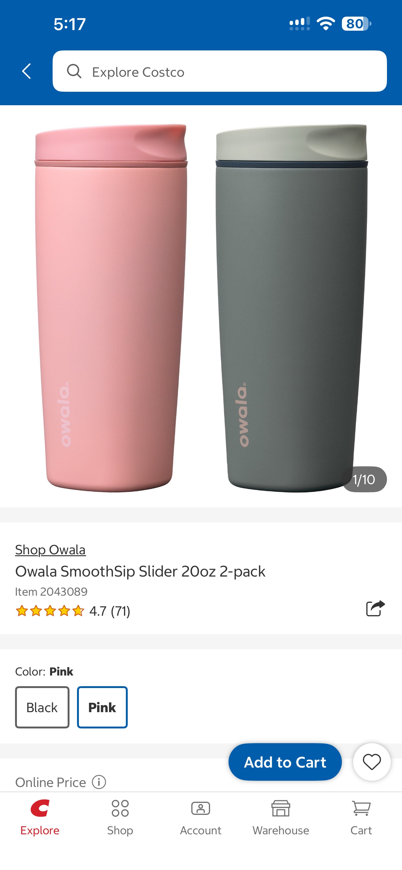 Owala SmoothSip Slider 20oz 兩入組